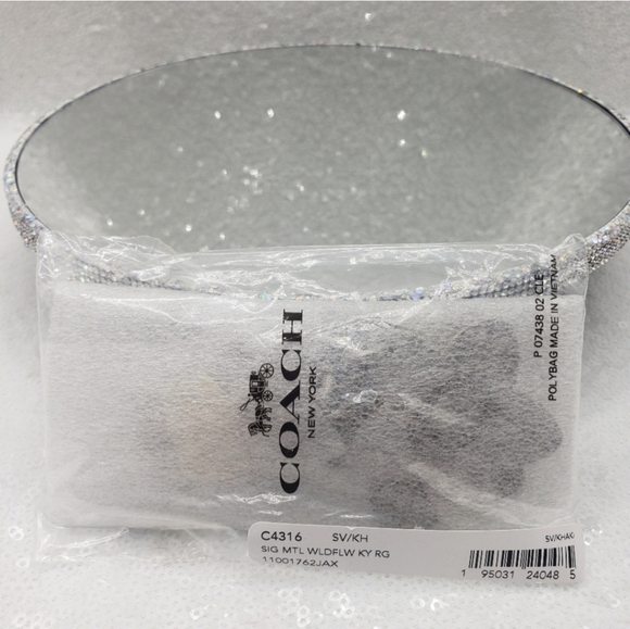 Coach Wildflower Silvertone & Khaki  Signature Logo Bag Charm Keyring - Picture 9 of 10